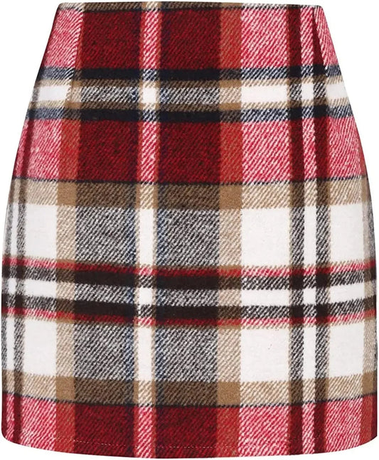 High-Waisted Plaid Mini Skirt