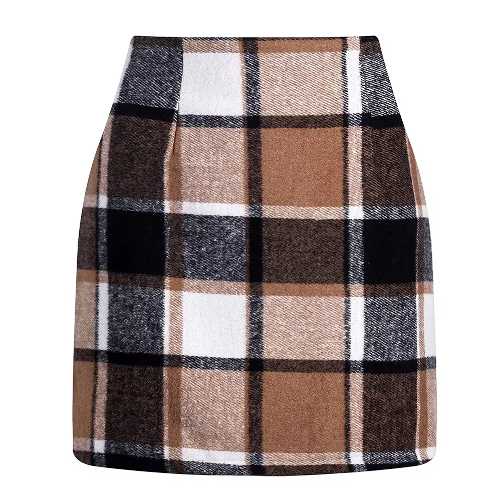 High-Waisted Plaid Mini Skirt