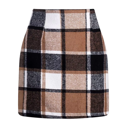 High-Waisted Plaid Mini Skirt