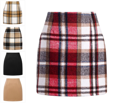 High-Waisted Plaid Mini Skirt
