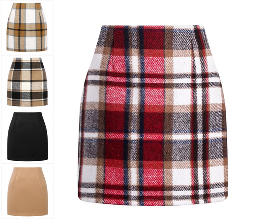 High-Waisted Plaid Mini Skirt