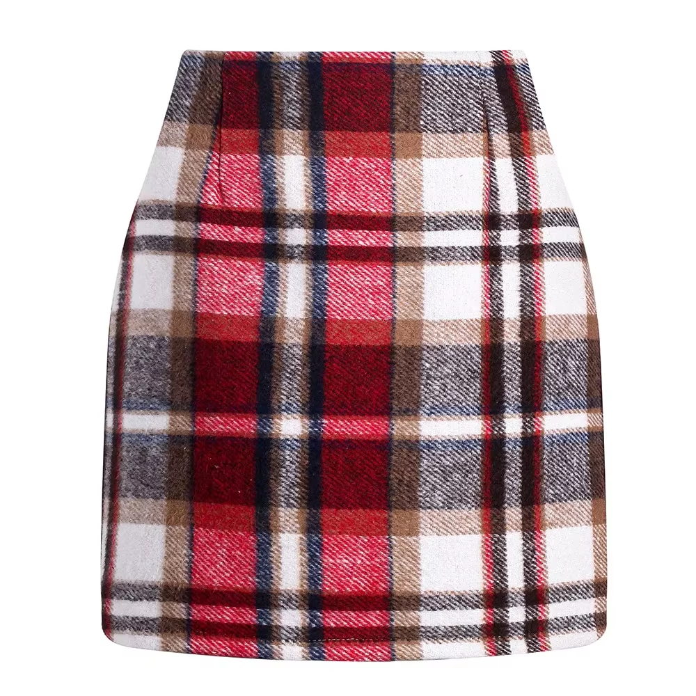 High-Waisted Plaid Mini Skirt