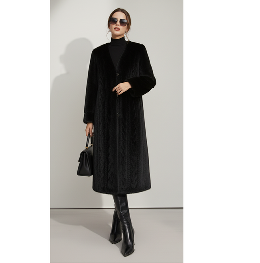Minimalist Faux-Mink Cardigan Coat
