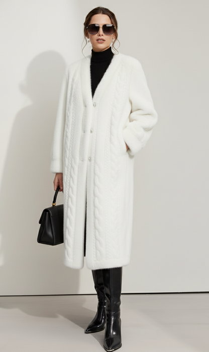 Minimalist Faux-Mink Cardigan Coat