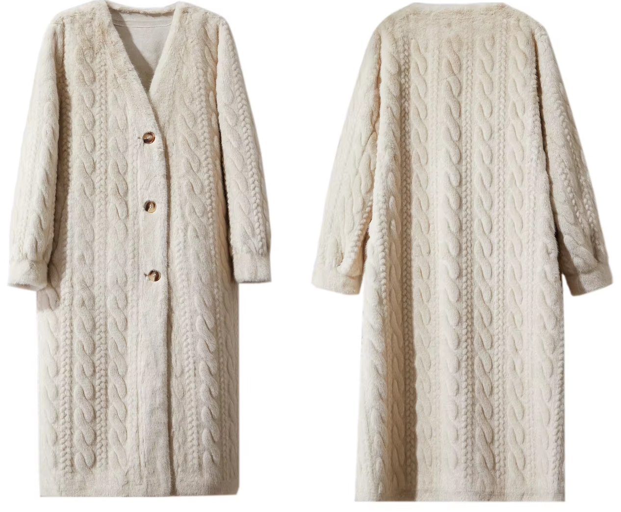 Minimalist Faux-Mink Cardigan Coat