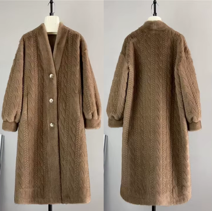 Minimalist Faux-Mink Cardigan Coat