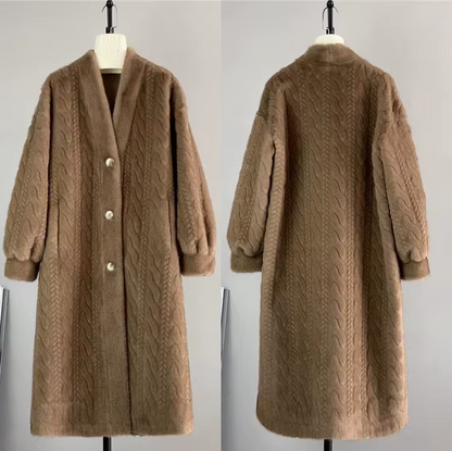 Minimalist Faux-Mink Cardigan Coat