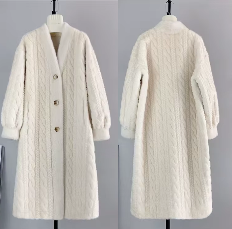 Minimalist Faux-Mink Cardigan Coat