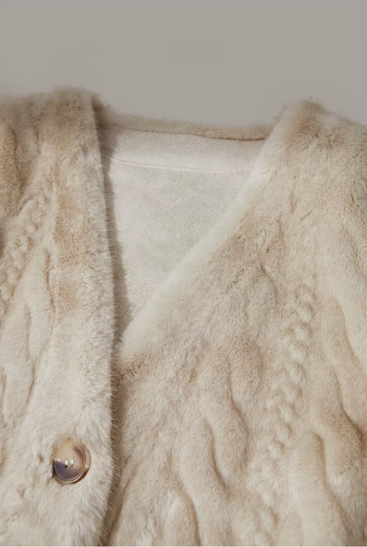 Minimalist Faux-Mink Cardigan Coat