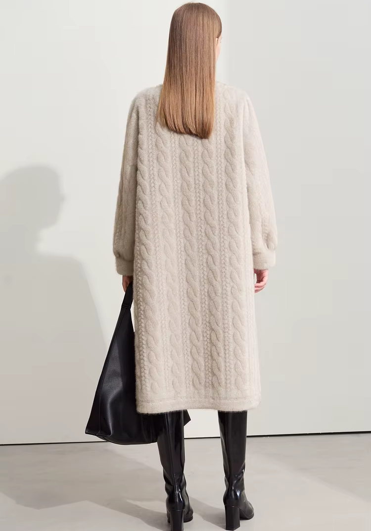 Minimalist Faux-Mink Cardigan Coat