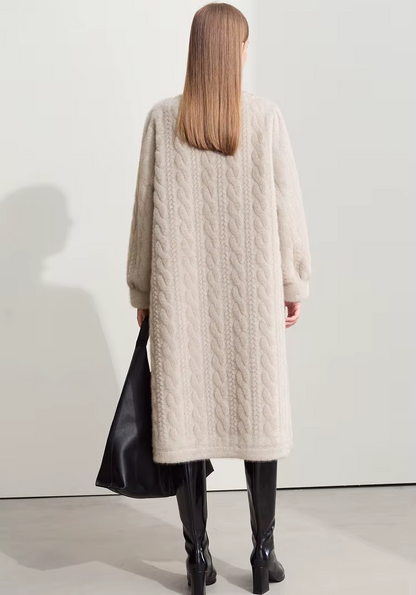 Minimalist Faux-Mink Cardigan Coat