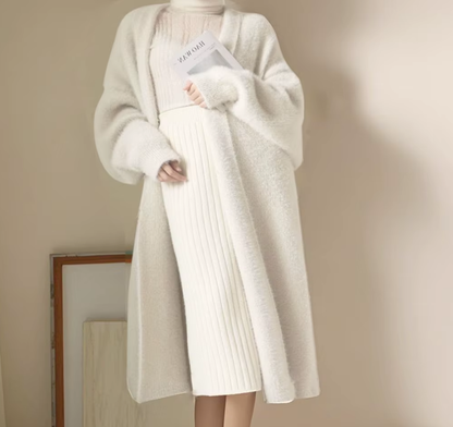 Long Knitted Cardigan – Soft Cashmere Feel Winter Sweate