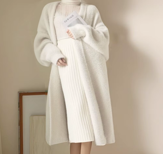 Long Knitted Cardigan – Soft Cashmere Feel Winter Sweate