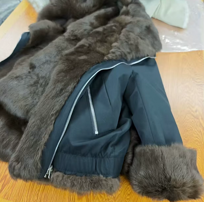 Refined Women’s Down Jacket – 100% Natural Real Fur