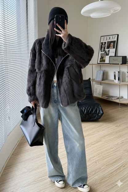 Refined Women’s Down Jacket – 100% Natural Real Fur