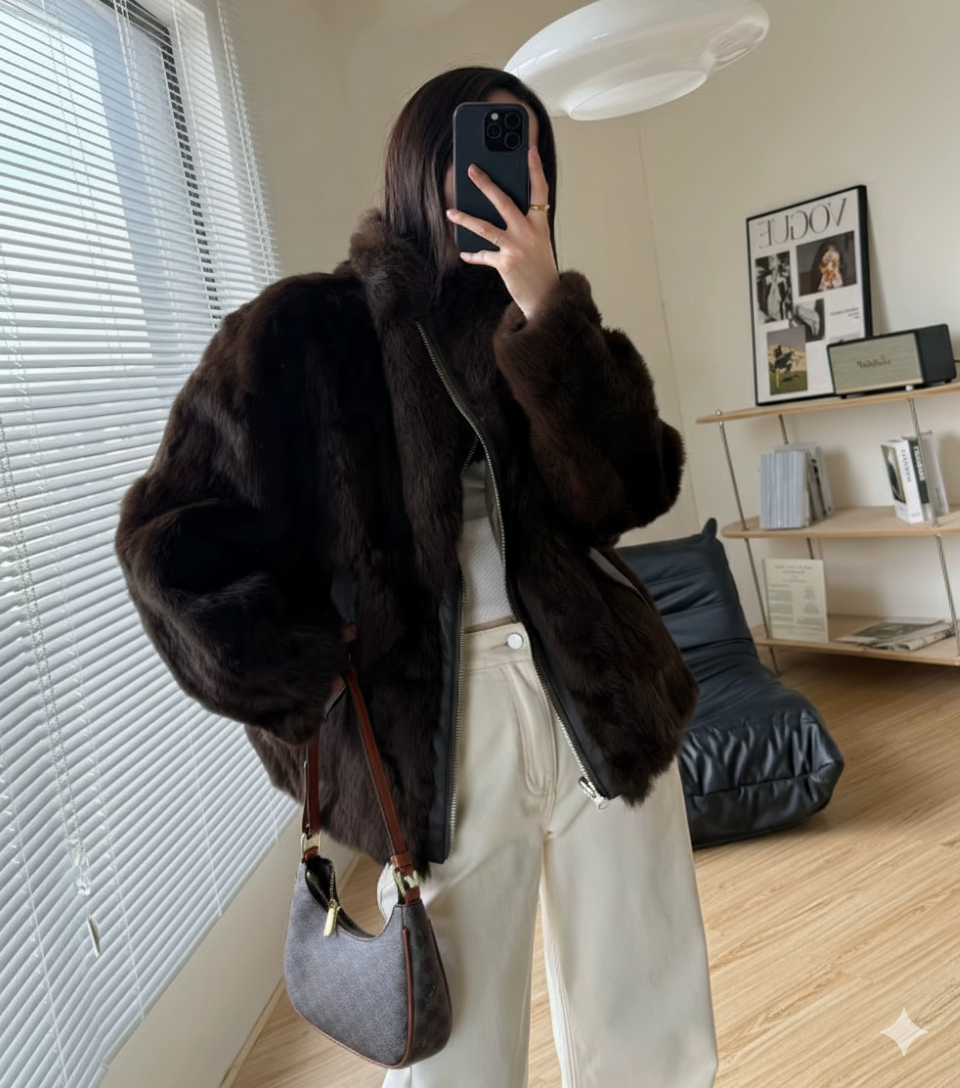 Refined Women’s Down Jacket – 100% Natural Real Fur