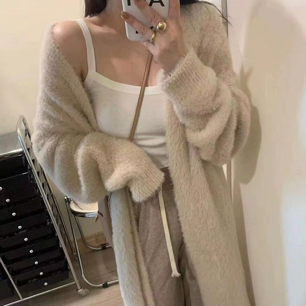 Long Knitted Cardigan – Soft Cashmere Feel Winter Sweate