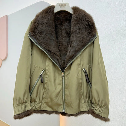 Refined Women’s Down Jacket – 100% Natural Real Fur