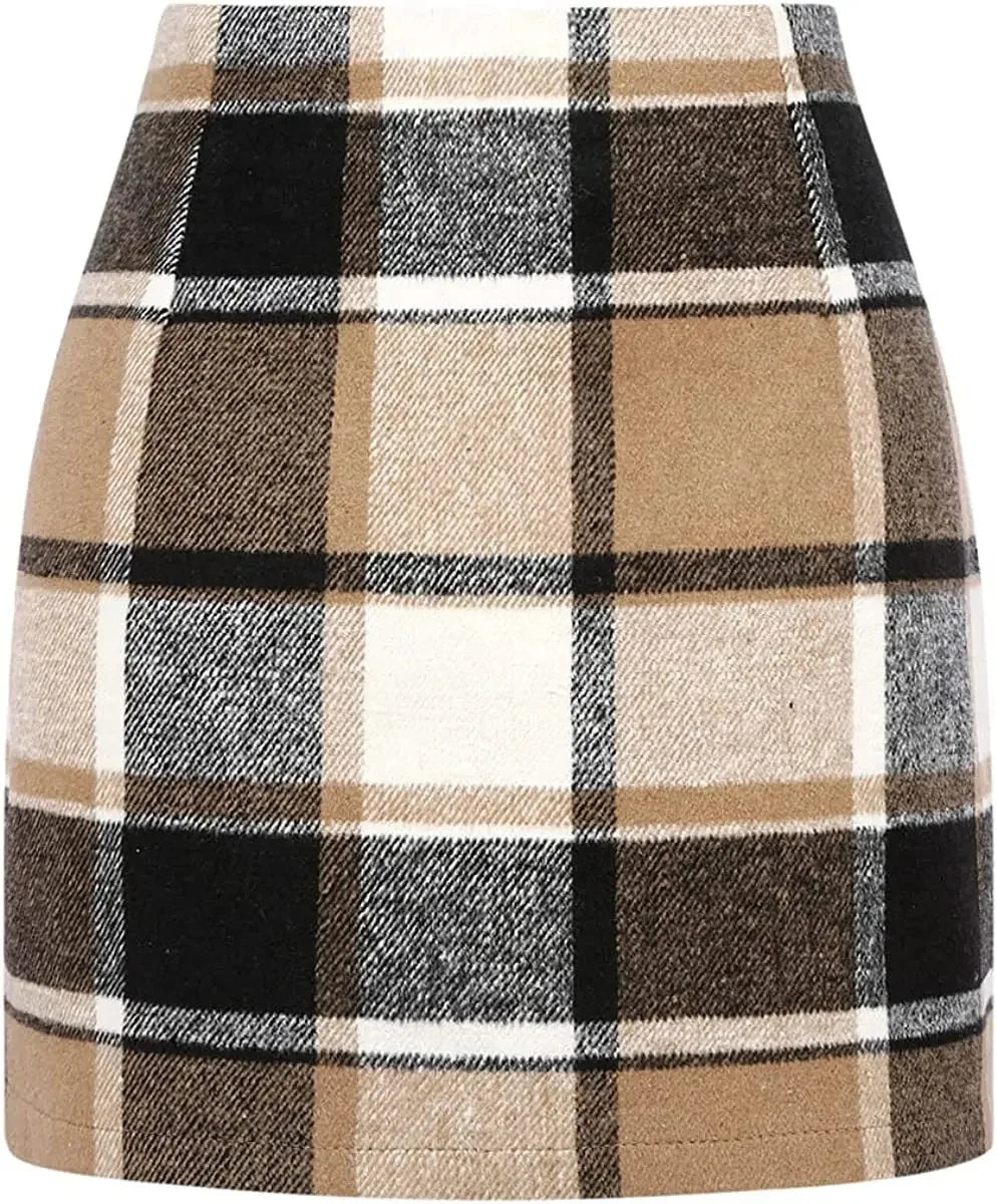High-Waisted Plaid Mini Skirt