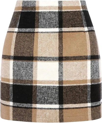 High-Waisted Plaid Mini Skirt